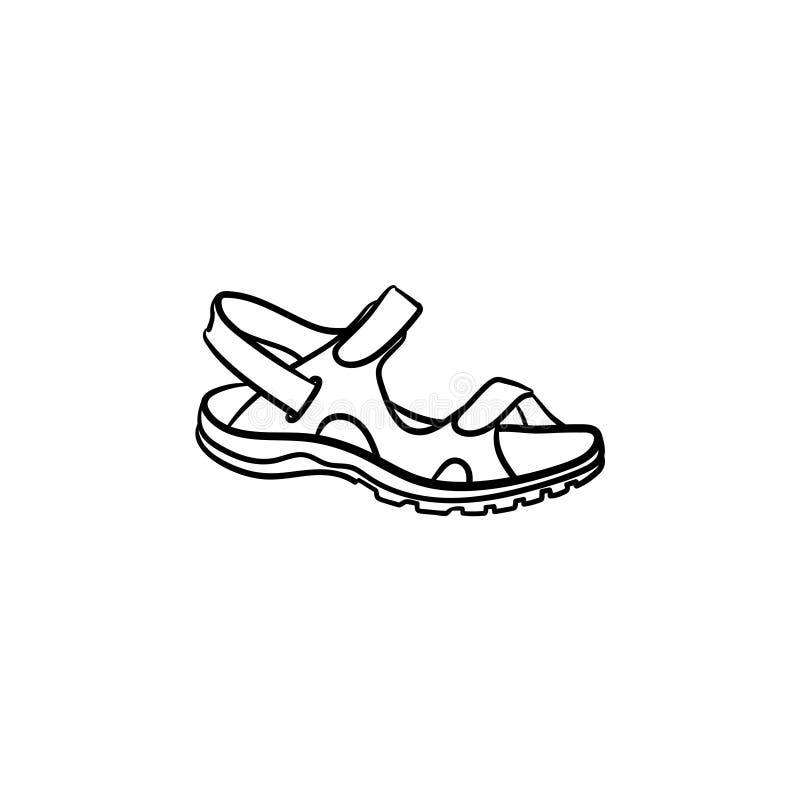 Realistic Child Sandal Drawn Outline Doodle Icon. Stock Vector ...