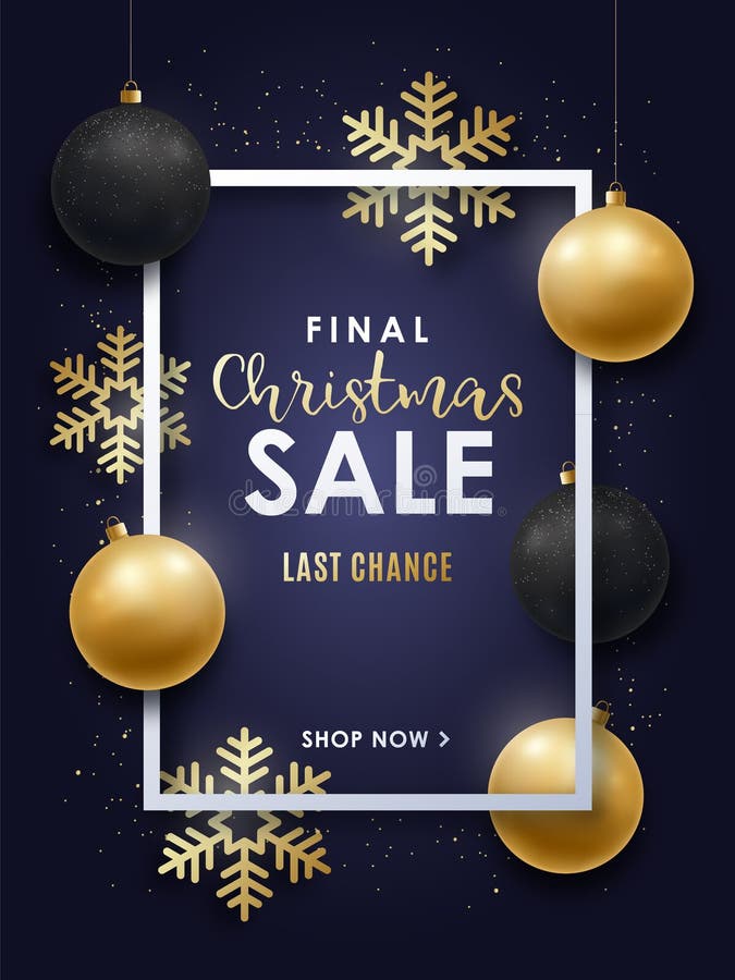 Realistic Christmas design with gold and black Christmas decorations. stock illustration Realistic Christmas design with gold and black Christmas decorations. stock illustration