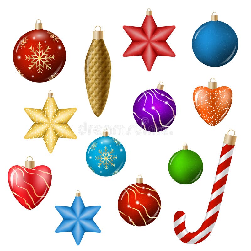 Realistic Christmas toys isolated on white vector illustration vector illustration Realistic Christmas toys isolated on white vector illustration vector illustration