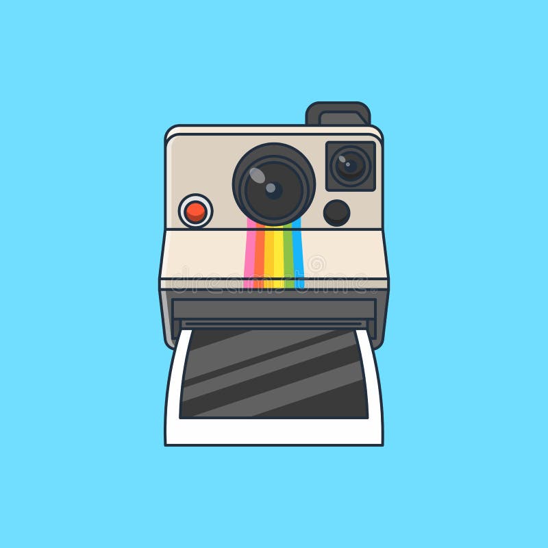 Polaroid Camera Icon In Filled Thin Line Outline And Stroke Style