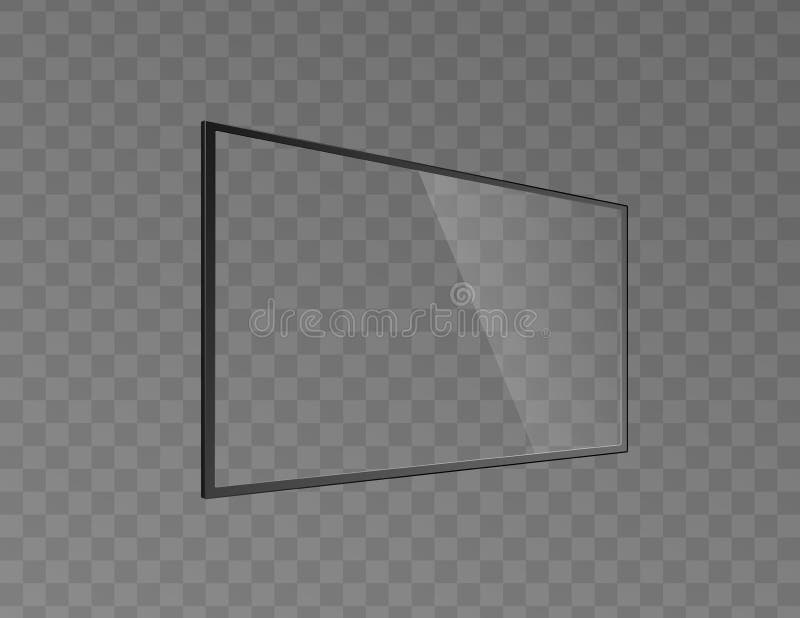 Tv Screen with Glass Reflection on Transparent Background. Tv Monitor