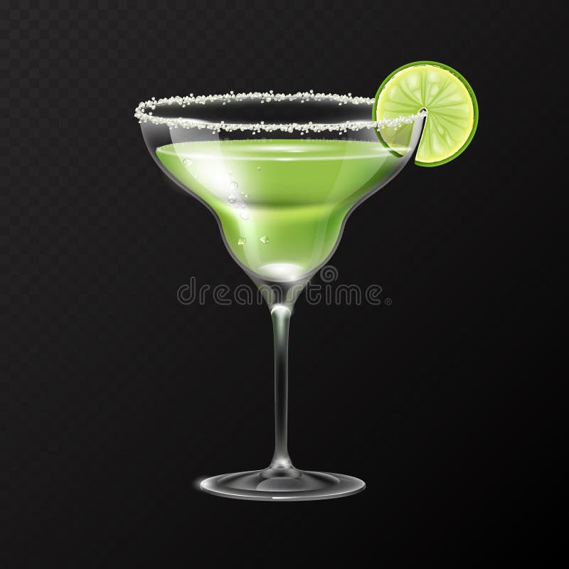 Realistic cocktail margarita glass vector illustration