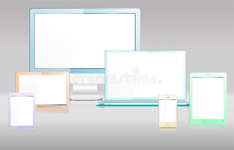 Realistic Colored Modern Computer Devices and Screen vector illustration Realistic Colored Modern Computer Devices and Screen vector illustration