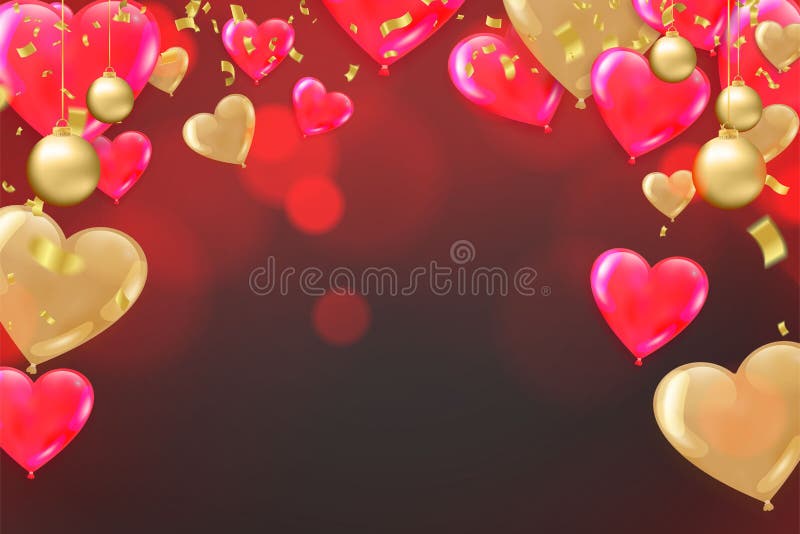 Realistic Colorful Bunch of Birthday heart balloons Flying for Party and Celebrations. Happy birthday card royalty free illustration Realistic Colorful Bunch of Birthday heart balloons Flying for Party and Celebrations. Happy birthday card royalty free illustration