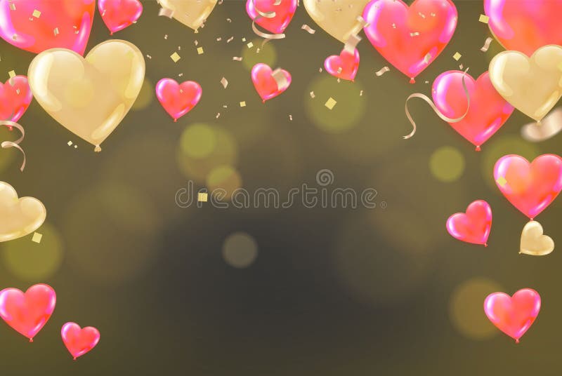 Realistic Colorful Bunch of Birthday heart balloons Flying for Party and Celebrations. Happy birthday card stock illustration Realistic Colorful Bunch of Birthday heart balloons Flying for Party and Celebrations. Happy birthday card stock illustration