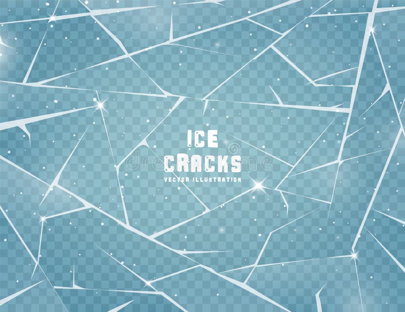 Realistic cracked ice surface. Frozen glass with cracks and scratches. Vector illustration.