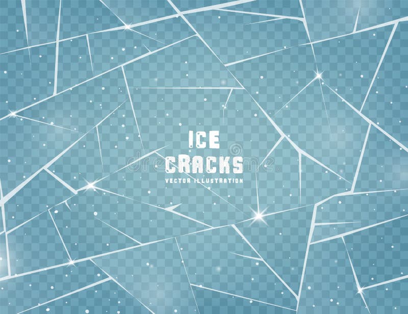 Realistic cracked ice surface. Frozen glass with cracks and scratches. Vector illustration.