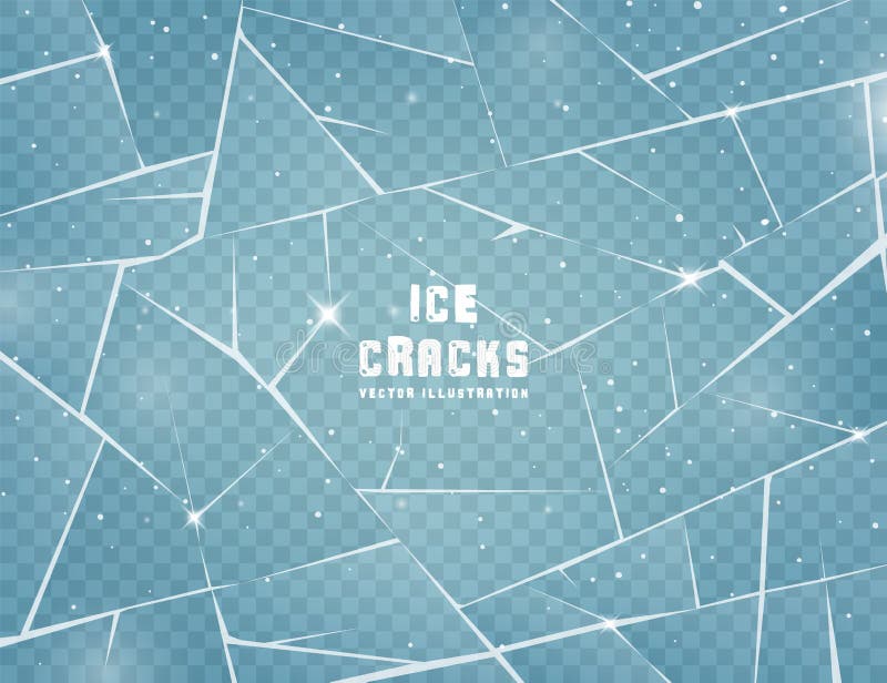 Realistic cracked ice surface. Frozen glass with cracks and scratches. Vector illustration.