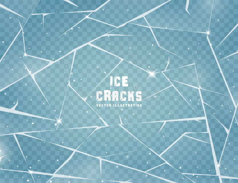 Realistic cracked ice surface. Frozen glass with cracks and scratches. Vector illustration.