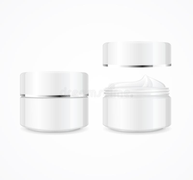 Realistic Cream Can Cosmetic Product Open and Close. Vector Stock