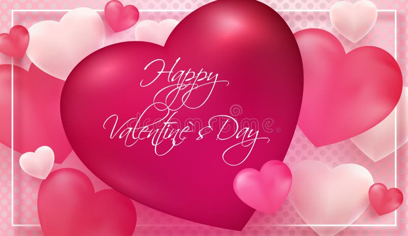 Realistic 3D Colorful Red and White Romantic Valentine Hearts Background Floating with Happy Valentines Day Greetings