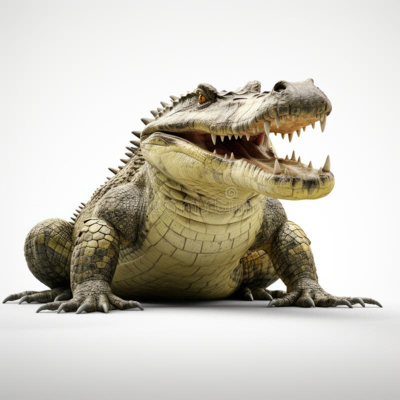 Realistic 3d Crocodile Render with Wide Open Mouth Stock Illustration