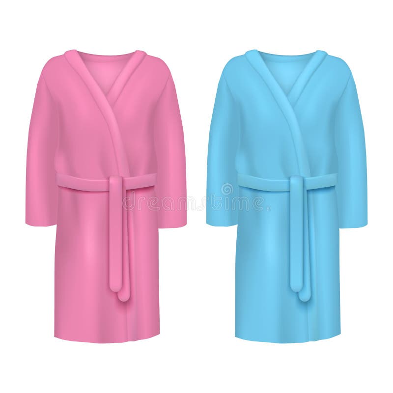 Download Realistic 3d Detailed Color Blank Bathrobe Template Mockup Set. Vector Stock Vector ...
