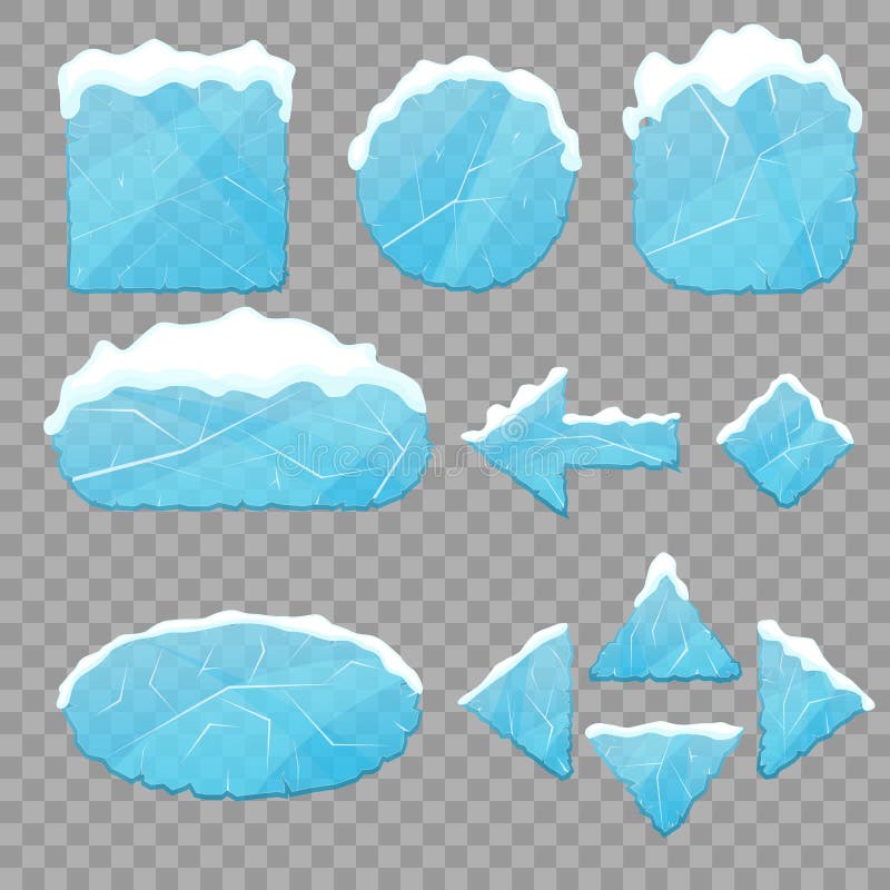 Realistic 3d Detailed Ice Buttons Set. Vector Stock Vector