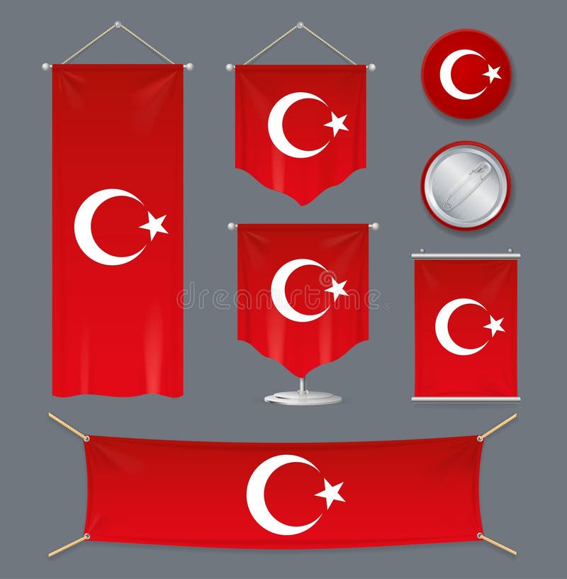 Download Realistic 3d Detailed Turkey Flag Banner Set. Vector Stock Vector - Illustration of background ...