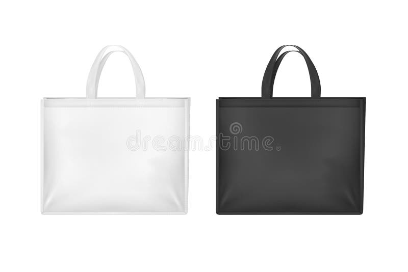 Realistic 3d Detailed White and Black Blank Tote Sale Bags Set. Vector ...