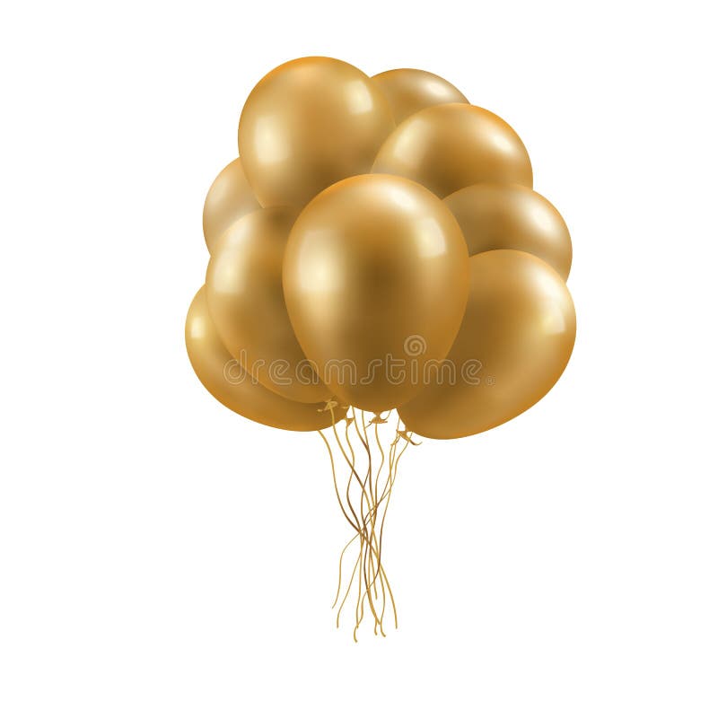 Realistic 3D Glossy Golden Ballons. Decorative Element for Party Stock ...