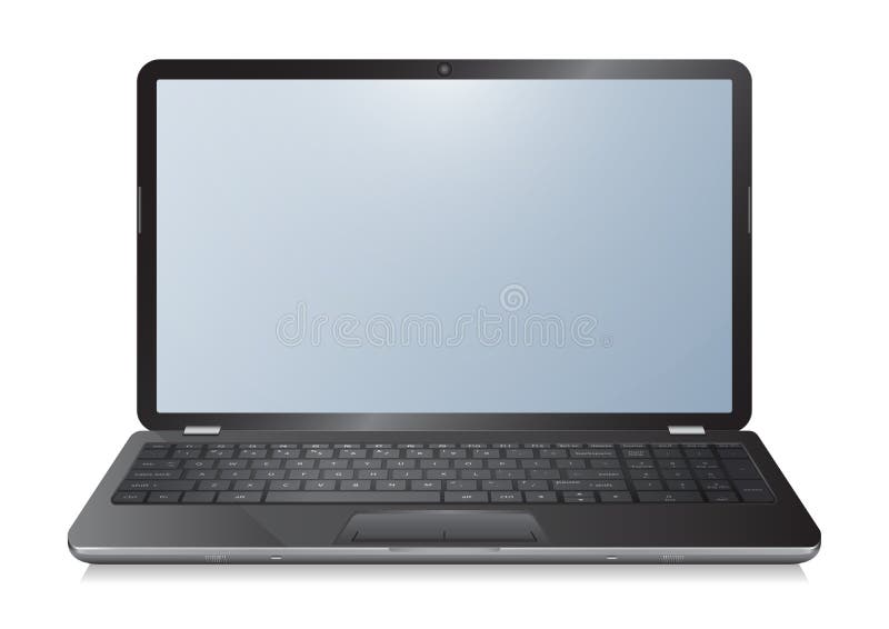 Realistic 3d laptop computer notebook with empty screen on white background royalty free illustration