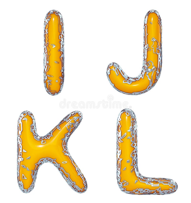 Realistic 3d Letters Set I J K L Made Of Gold Shining Metal Letters