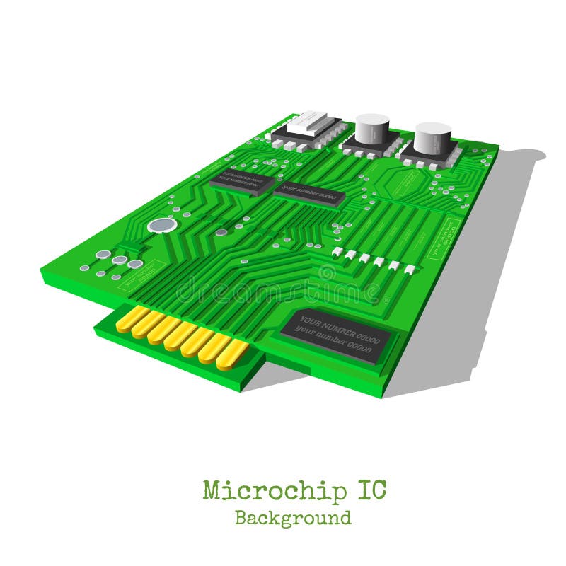 Realistic 3d microchip isolated on white stock illustration