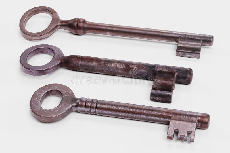 3D Render of Classic Old Keys vector illustration