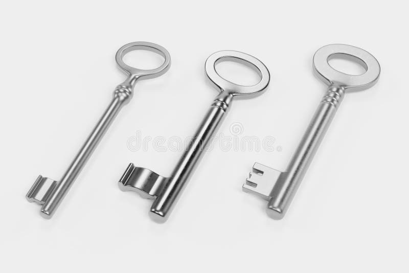3D Render of Classic Old Keys stock illustration