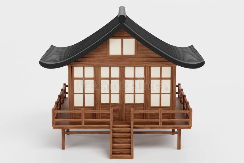 Realistic d render of japanese mini house stock de ilustración
