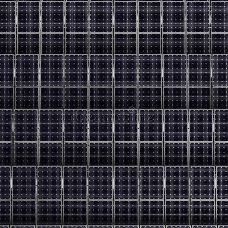 3D Render of Solar Panel Farm stock illustration