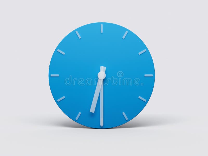 Realistic 3d Rendering of a Minimal Blue Wall Clock 630 O Clock or Six Thirty Stock