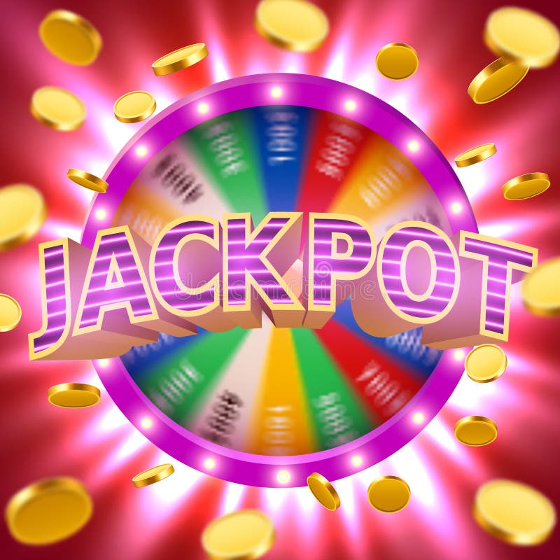 Realistic 3d spinning fortune wheel with flying golden coins. Lucky roulette. Casino concept. Vector illustration