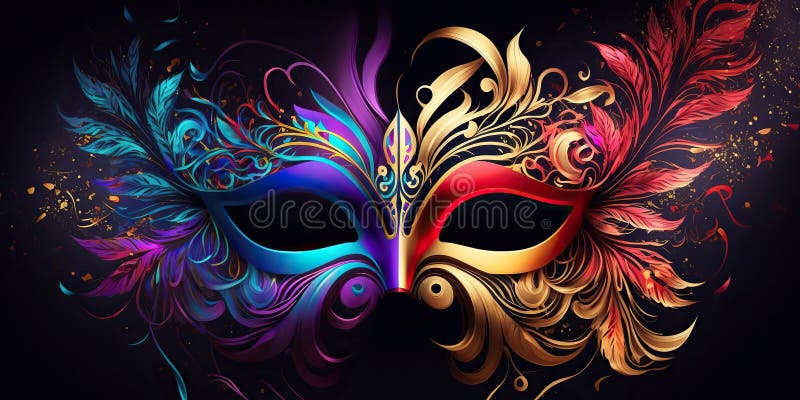 Realistic decorative multicolored carnival or festival mask, Generative AI royalty free stock photography