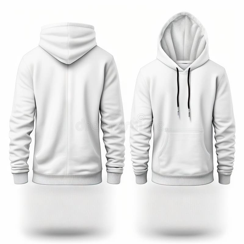 Realistic Design White Hoodie Mockup Isolated on White Background Stock ...