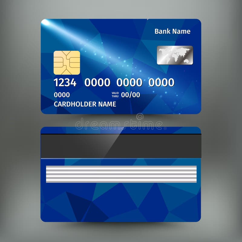Realistic Detailed Credit Card with Abstract Geometric Blue Design ...