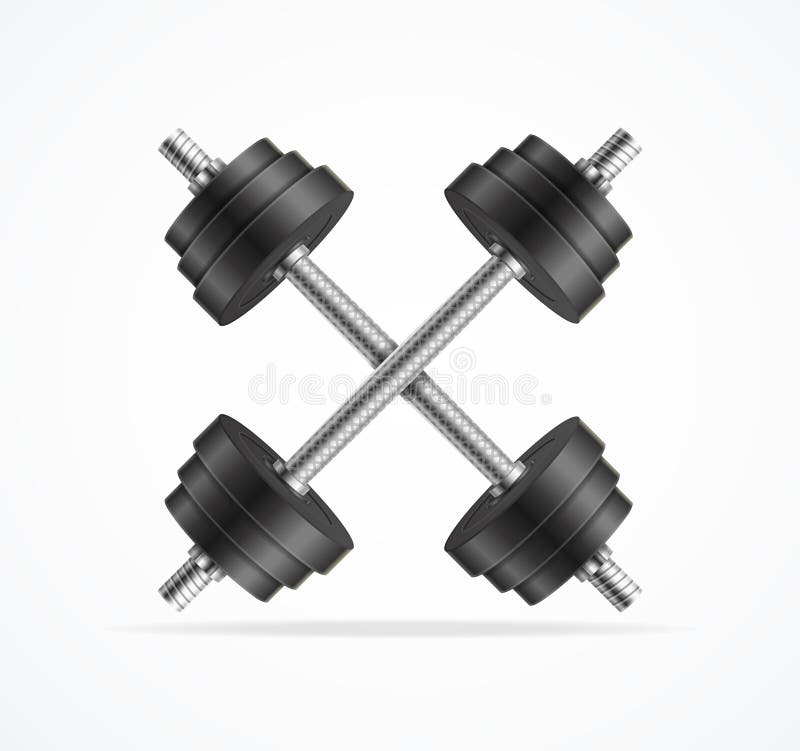 Realistic Detailed 3d Black Dumbbell Cross Set for Web and App Design. Vector illustration of Dumbbells. Realistic Detailed 3d Black Dumbbell Cross Set for Web and App Design. Vector illustration of Dumbbells