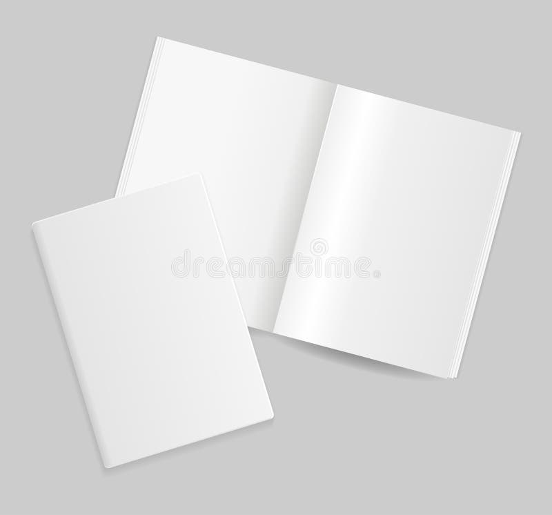 Realistic Detailed 3d Blank Magazine Template Open and Close View Set. Vector stock illustration