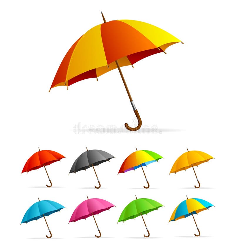 Download Realistic Detailed 3d Color Umbrella Set. Vector Stock Vector - Illustration of cute, isolated ...