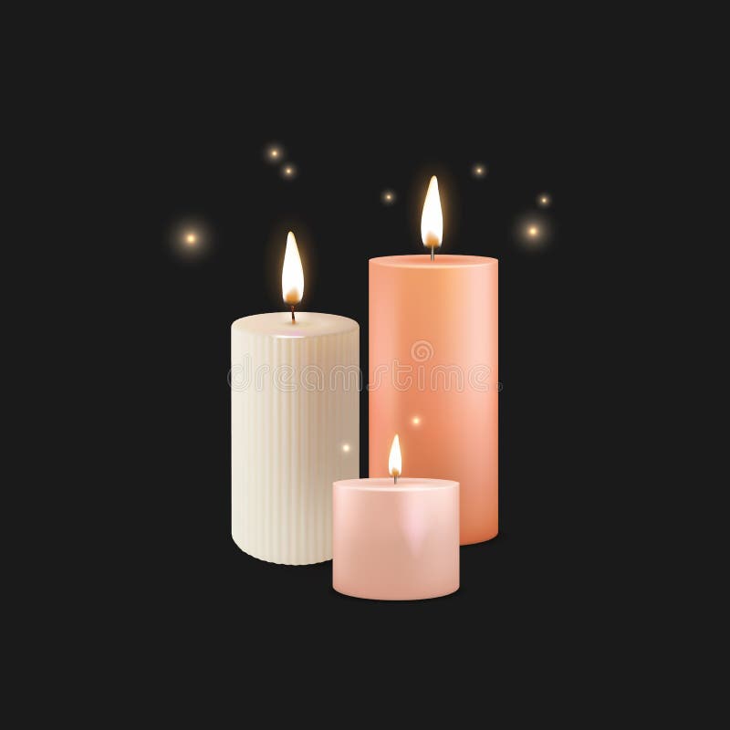 Realistic Detailed 3d Different Color Burning Scented Wax Set. Vector