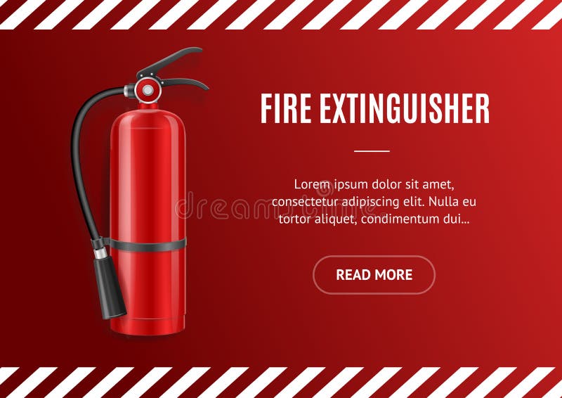 Realistic Detailed 3d Fire Extinguisher Concept Banner Horizontal. Vector royalty free illustration