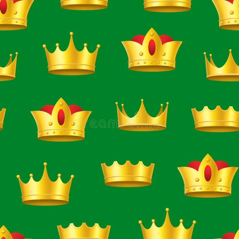 Realistic Detailed 3d Golden Crowns Seamless Pattern Background. Vector royalty free illustration Realistic Detailed 3d Golden Crowns Seamless Pattern Background. Vector royalty free illustration