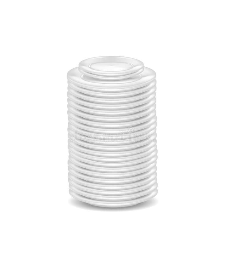 Realistic Detailed 3d Template Blank White Dishware Mock Up. Vector