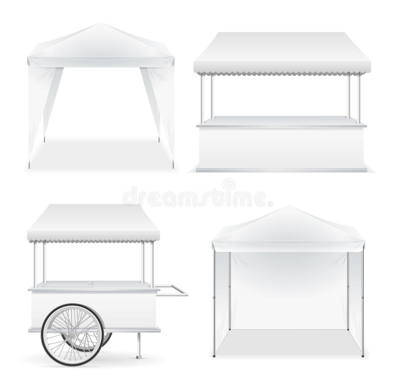 Download Realistic Detailed 3d White Blank Market Stall Template ...
