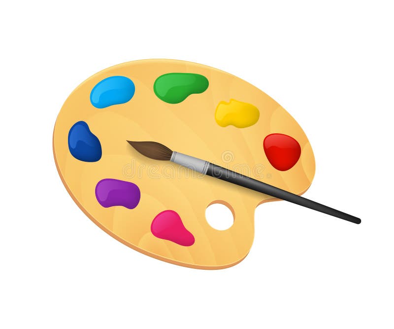 Art palette with brushes and paints 3D model