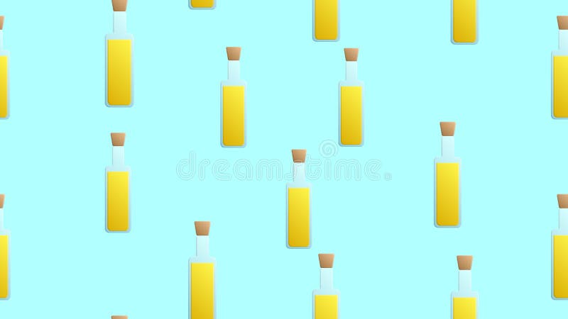 Realistic Detailed Olive Oil Glass Bottle Seamless Pattern Background. Vector royalty free illustration