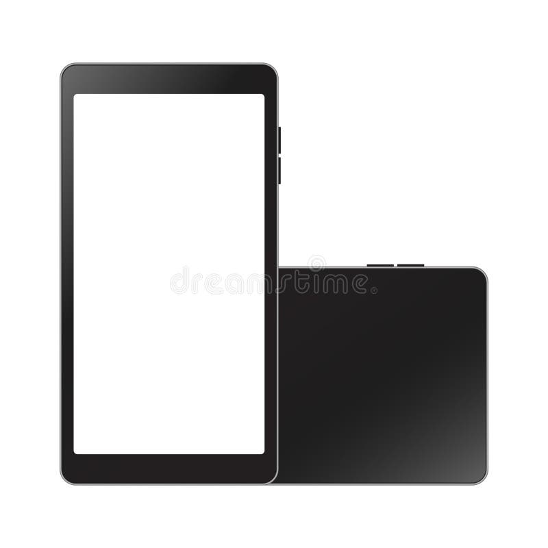 Realistic Digital Tablet Mock Up. Front and Back View. Vector Stock