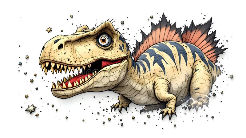 Realistic dinosaur coming out of a white background stock illustration