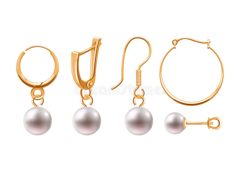 Realistic earrings jewelry accessories icons set. stock illustration Realistic earrings jewelry accessories icons set. stock illustration