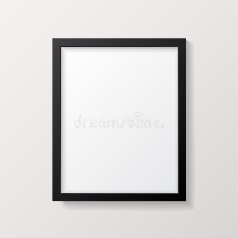 Realistic Empty Black Picture Frame Mockup stock illustration