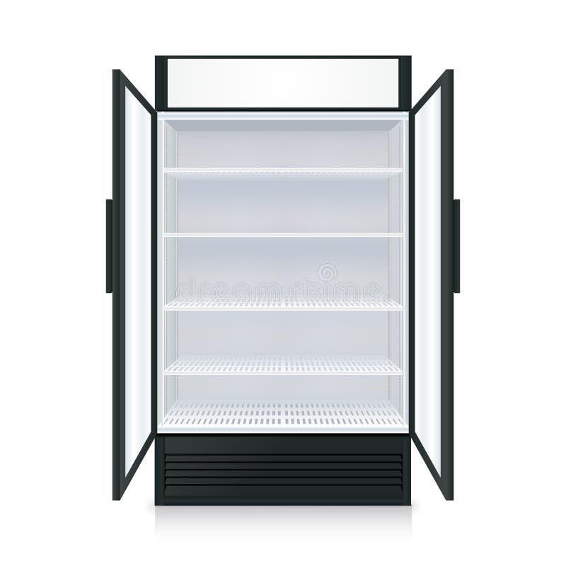 Realistic Empty Commercial Fridge Stock Vector Illustration of