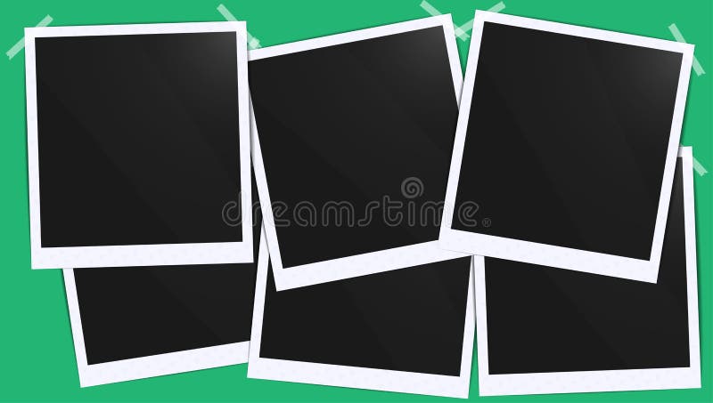 Realistic empty photo black blank frames batch mockup glued with tape. Make it with gradient mesh tool illustration. Vector vector illustration Realistic empty photo black blank frames batch mockup glued with tape. Make it with gradient mesh tool illustration. Vector vector illustration