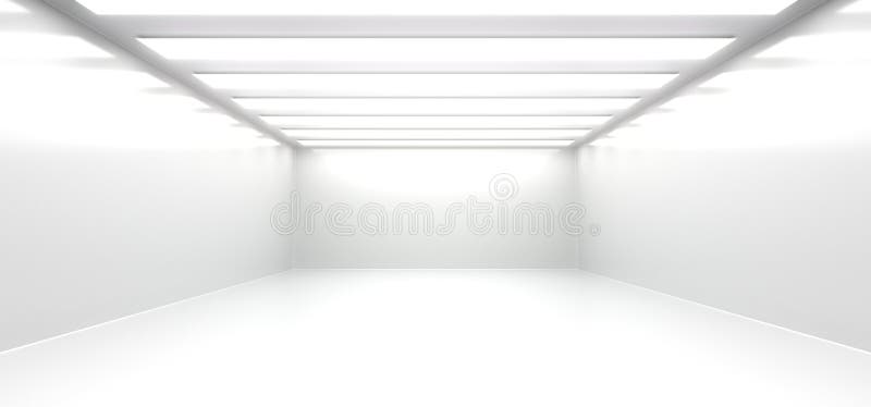 Realistic Empty White Room With Lights